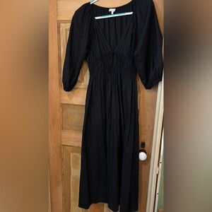 Wayf Black  Cinch,Tie Front, long   Sleeve Dress